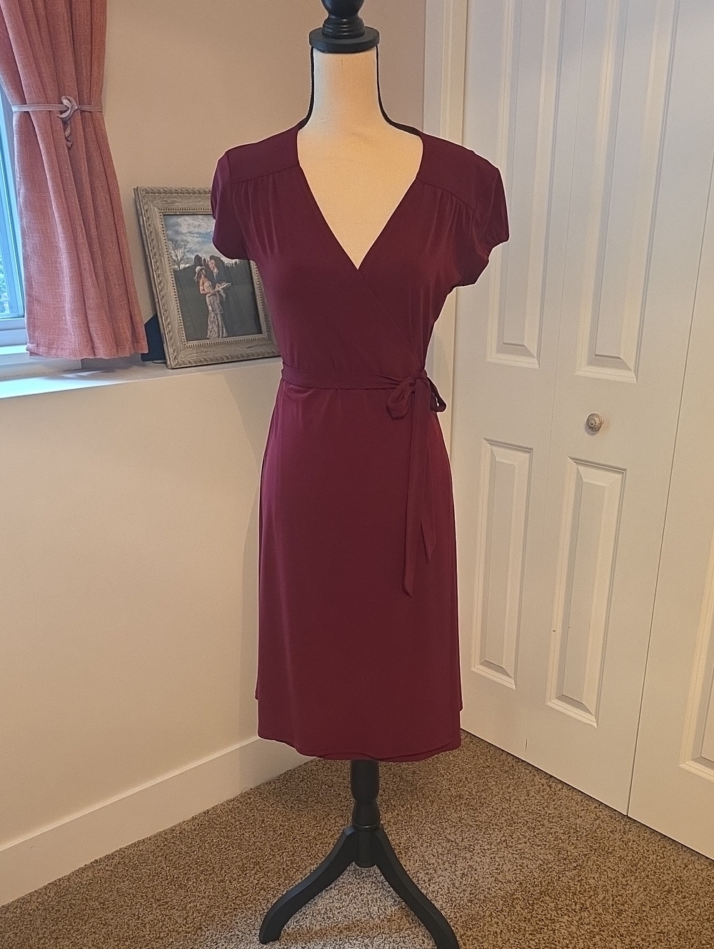 Alfani Wine Wrap Dress with Tie Waist